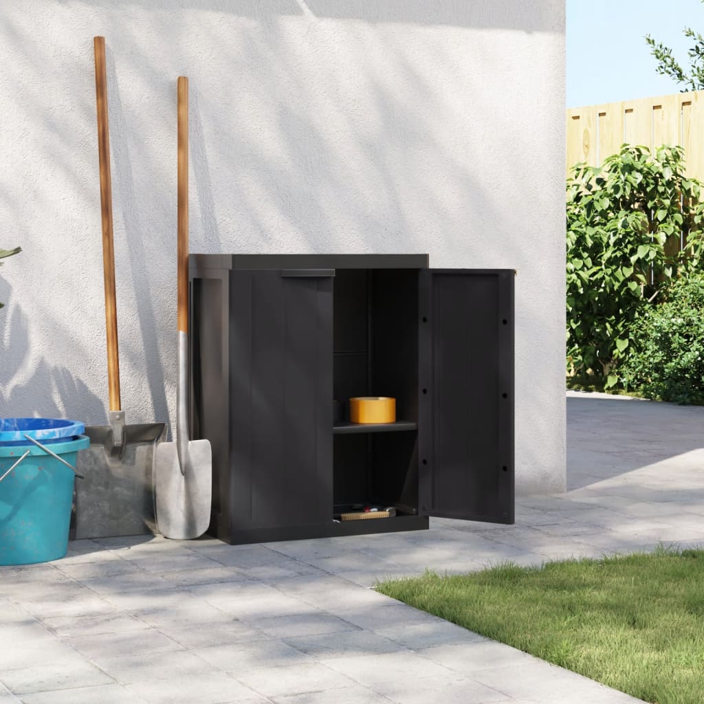 vidaXL Dulap depozitare de exterior, negru, 65x37x85 cm, PP