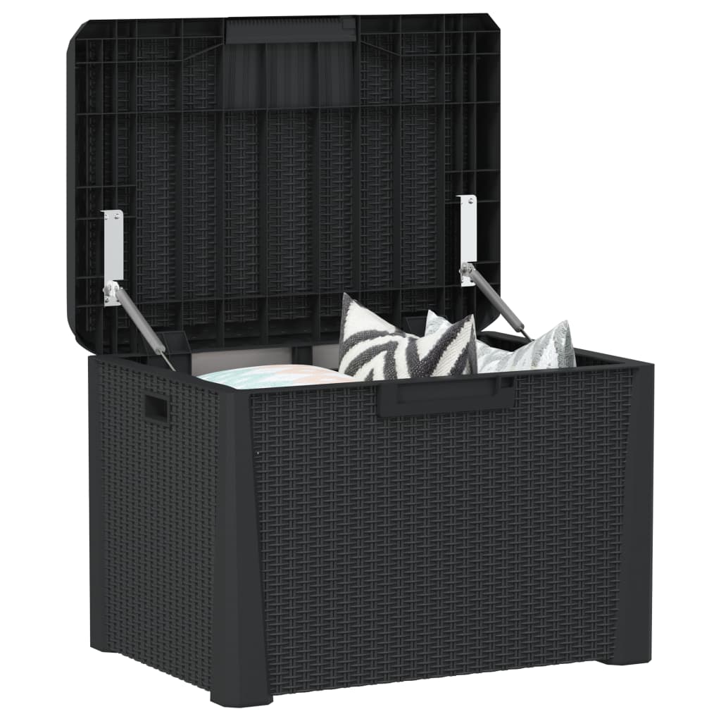 vidaXL Cutie de depozitare pentru grădină, antracit, 125 L, PP vidaXL Cutie de depozitare pentru grădină, antracit, 125 L, PP
