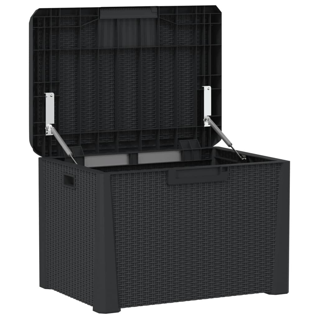 vidaXL Cutie de depozitare pentru grădină, antracit, 125 L, PP vidaXL Cutie de depozitare pentru grădină, antracit, 125 L, PP