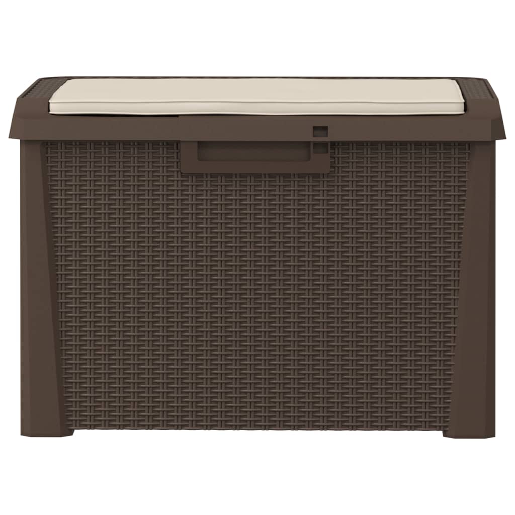 vidaXL Cutie depozitare de grădină cu pernă de șezut, maro, 125 L, PP vidaXL Cutie depozitare de grădină cu pernă de șezut, maro, 125 L, PP