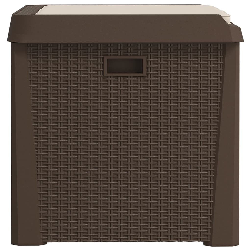 vidaXL Cutie depozitare de grădină cu pernă de șezut, maro, 125 L, PP vidaXL Cutie depozitare de grădină cu pernă de șezut, maro, 125 L, PP