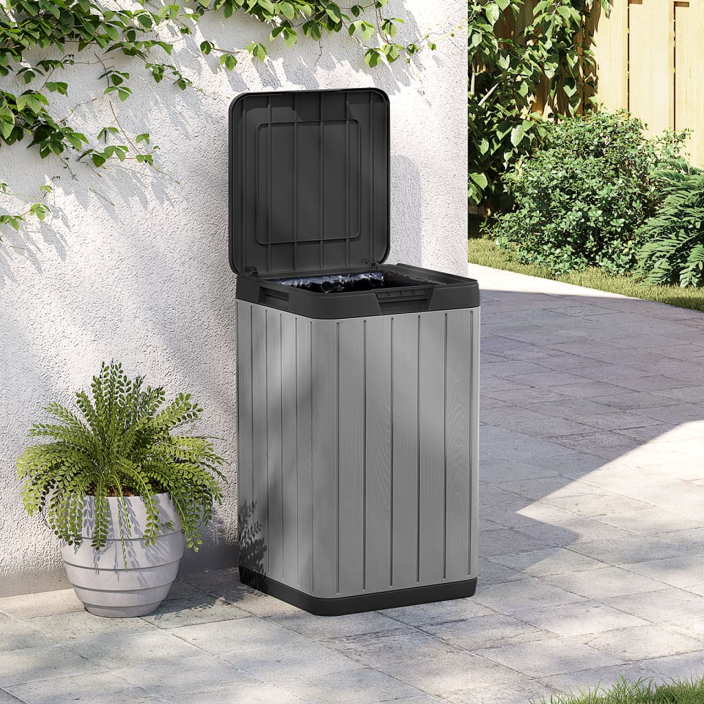 vidaXL Coș de gunoi pentru exterior, gri, 38x38x65 cm, PP vidaXL Coș de gunoi pentru exterior, gri, 38x38x65 cm, PP