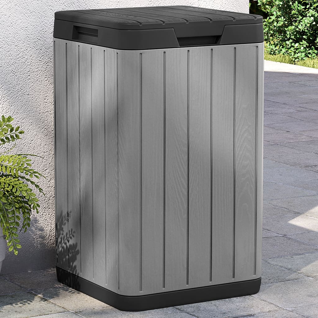 vidaXL Coș de gunoi pentru exterior, gri, 38x38x65 cm, PP vidaXL Coș de gunoi pentru exterior, gri, 38x38x65 cm, PP