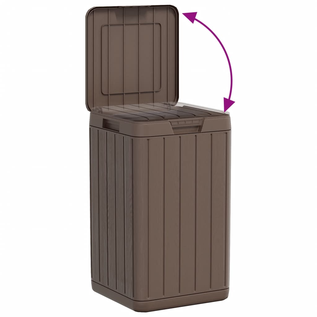 vidaXL Coș de gunoi pentru exterior, maro, 38x38x65 cm, PP vidaXL Coș de gunoi pentru exterior, maro, 38x38x65 cm, PP