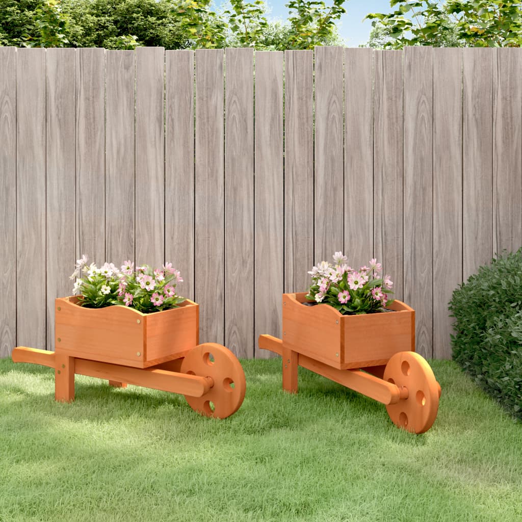 vidaXL Jardiniere tip roabă, 2 buc., 47x15x19 cm, lemn masiv de brad vidaXL Jardiniere tip roabă, 2 buc., 47x15x19 cm, lemn masiv de brad