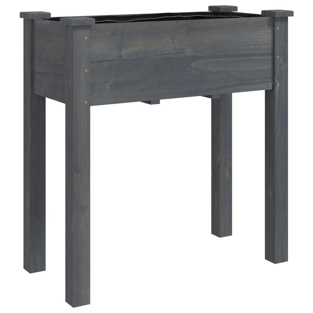 vidaXL Jardinieră cu căptușeală, gri, 71x37x76 cm, lemn masiv de brad vidaXL Jardinieră cu căptușeală, gri, 71x37x76 cm, lemn masiv de brad