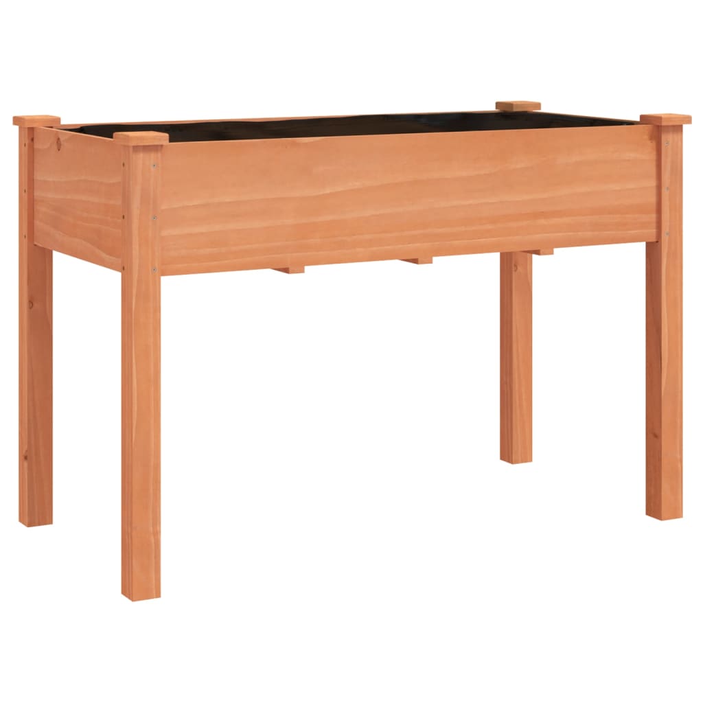 vidaXL Jardinieră cu căptușeală, maro, 118x59x76 cm, lemn masiv brad