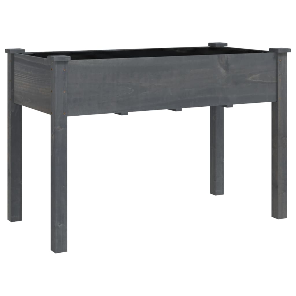 vidaXL Jardinieră cu căptușeală, gri, 118x59x76 cm, lemn masiv brad