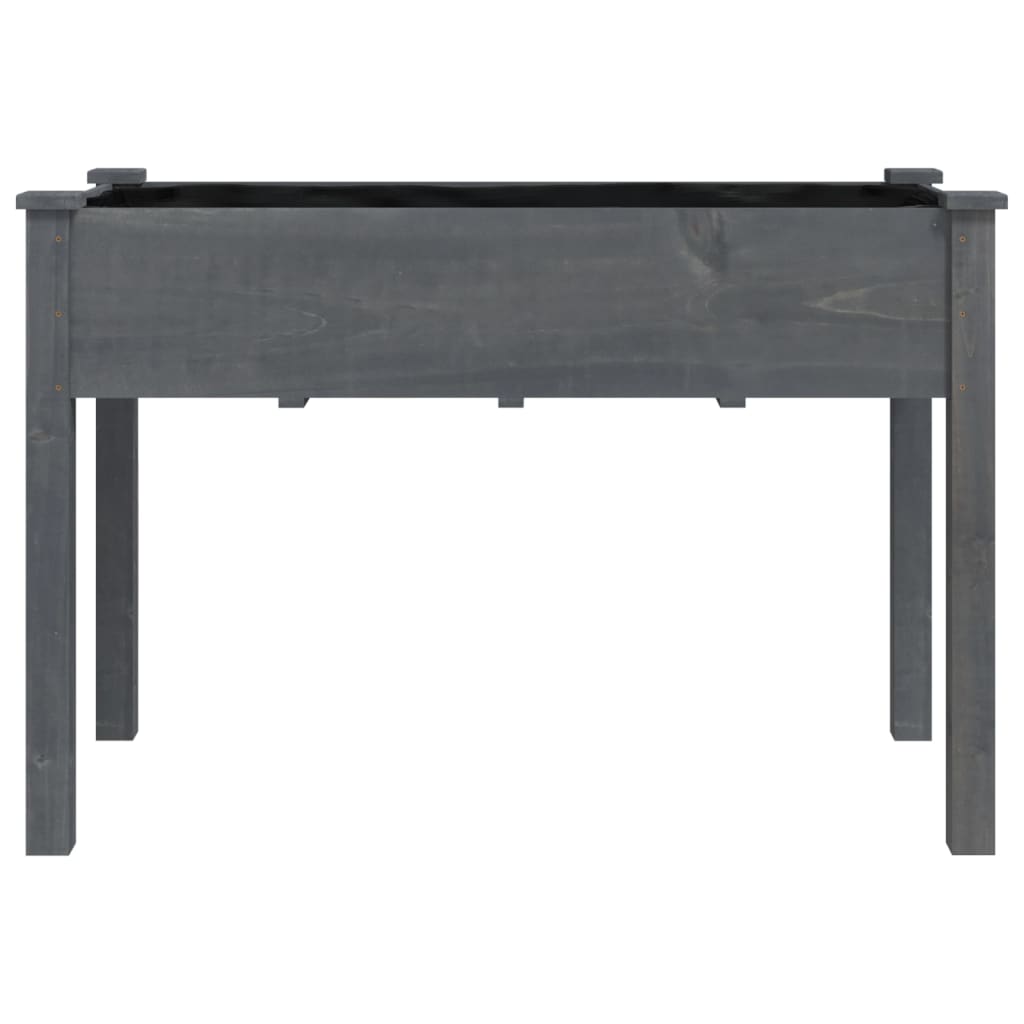 vidaXL Jardinieră cu căptușeală, gri, 118x59x76 cm, lemn masiv brad