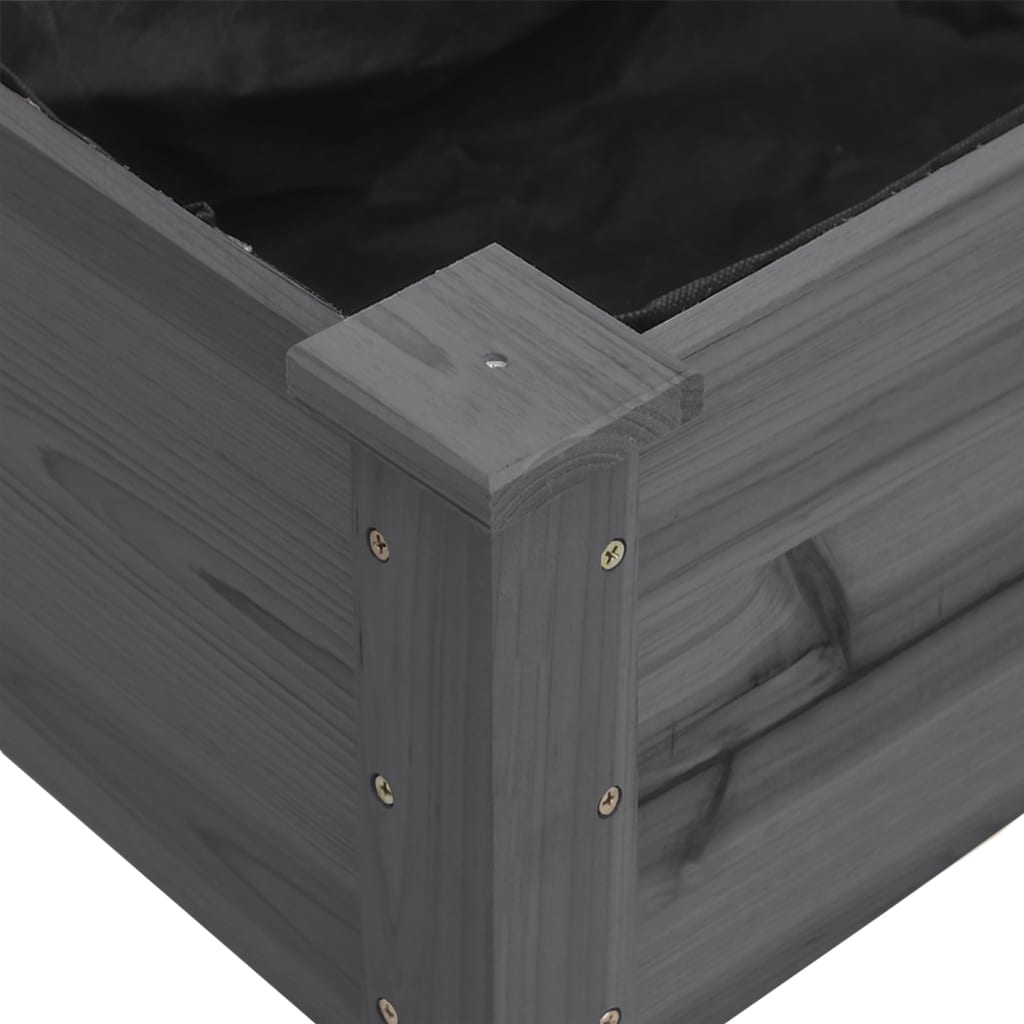 vidaXL Jardinieră cu căptușeală, gri, 118x59x76 cm, lemn masiv brad