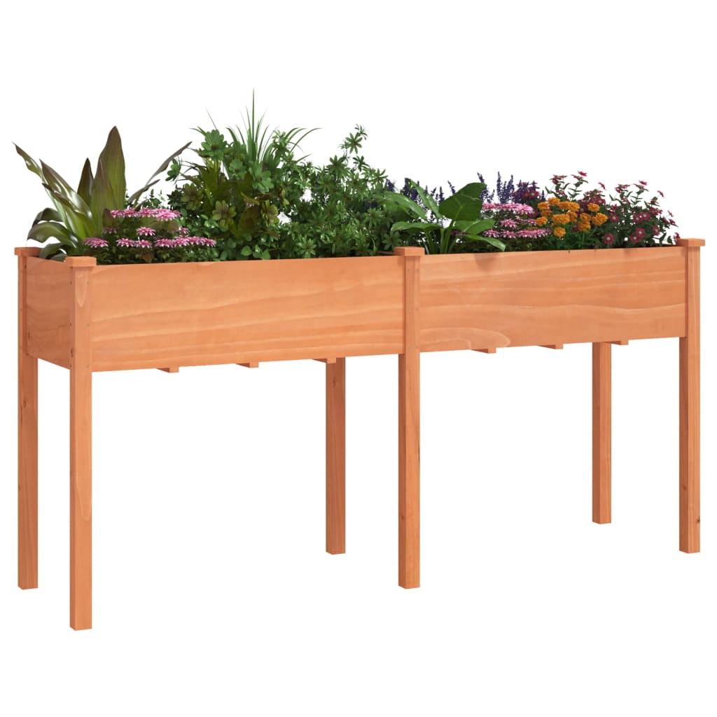 vidaXL Jardinieră cu căptușeală, maro, 161x45x76 cm, lemn masiv brad