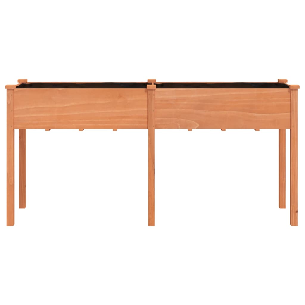 vidaXL Jardinieră cu căptușeală, maro, 161x45x76 cm, lemn masiv brad