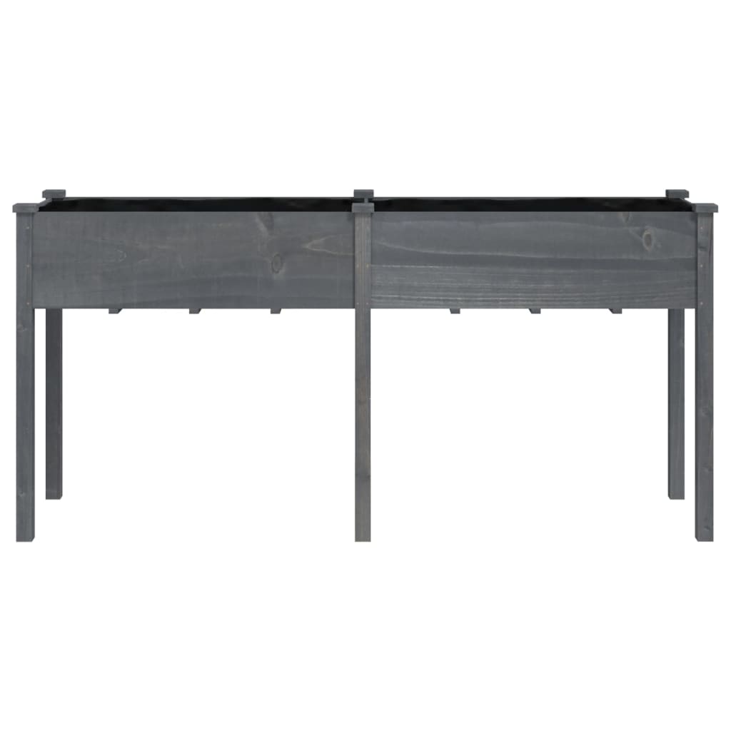 vidaXL Jardinieră cu căptușeală, gri, 161x45x76 cm, lemn masiv brad