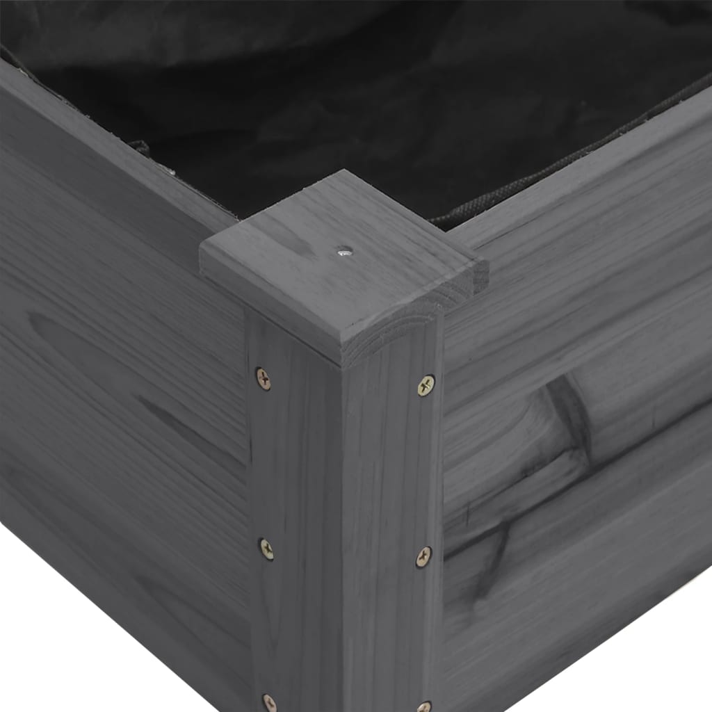vidaXL Jardinieră cu căptușeală, gri, 161x45x76 cm, lemn masiv brad
