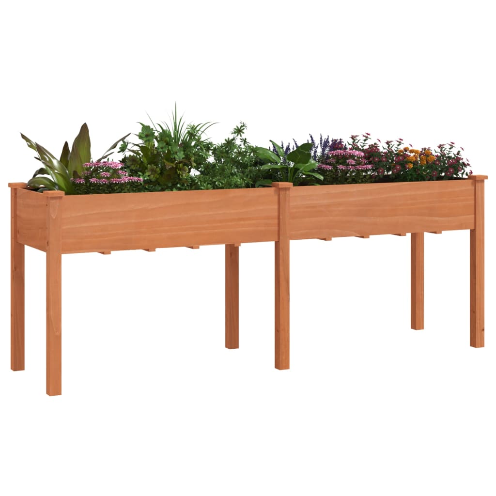 vidaXL Jardinieră cu căptușeală, maro, 203x53x76 cm, lemn masiv brad