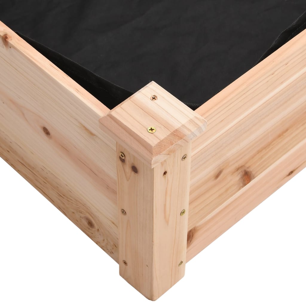 vidaXL Strat de grădină înălțat cu căptușeală, 120x120x25 cm lemn brad