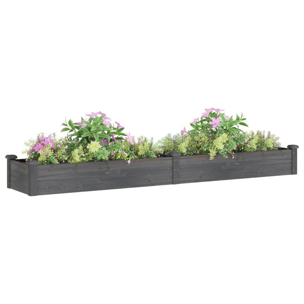 vidaXL Strat grădină înălțat cu căptușeală gri 240x45x25 cm, lemn brad