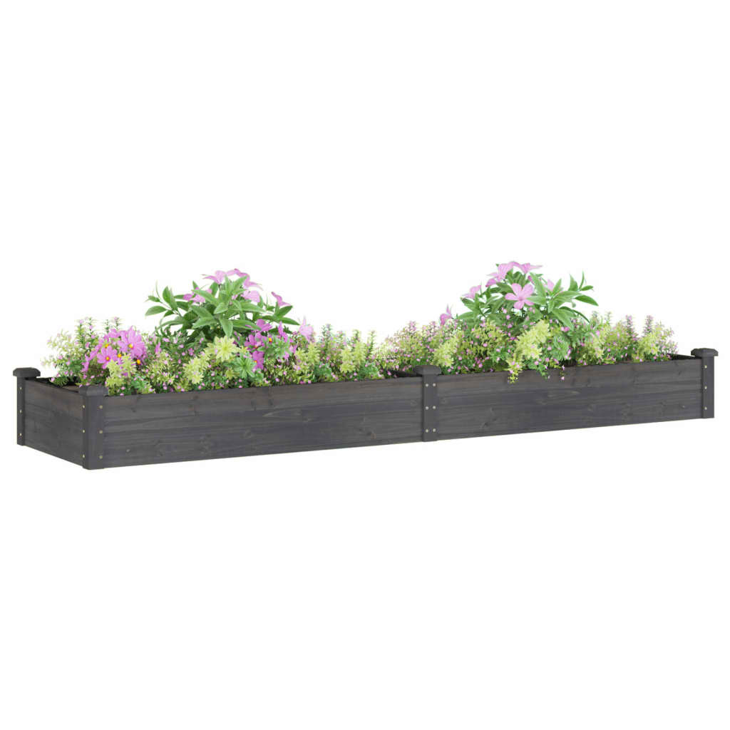 vidaXL Strat grădină înălțat cu căptușeală gri 240x60x25 cm, lemn brad
