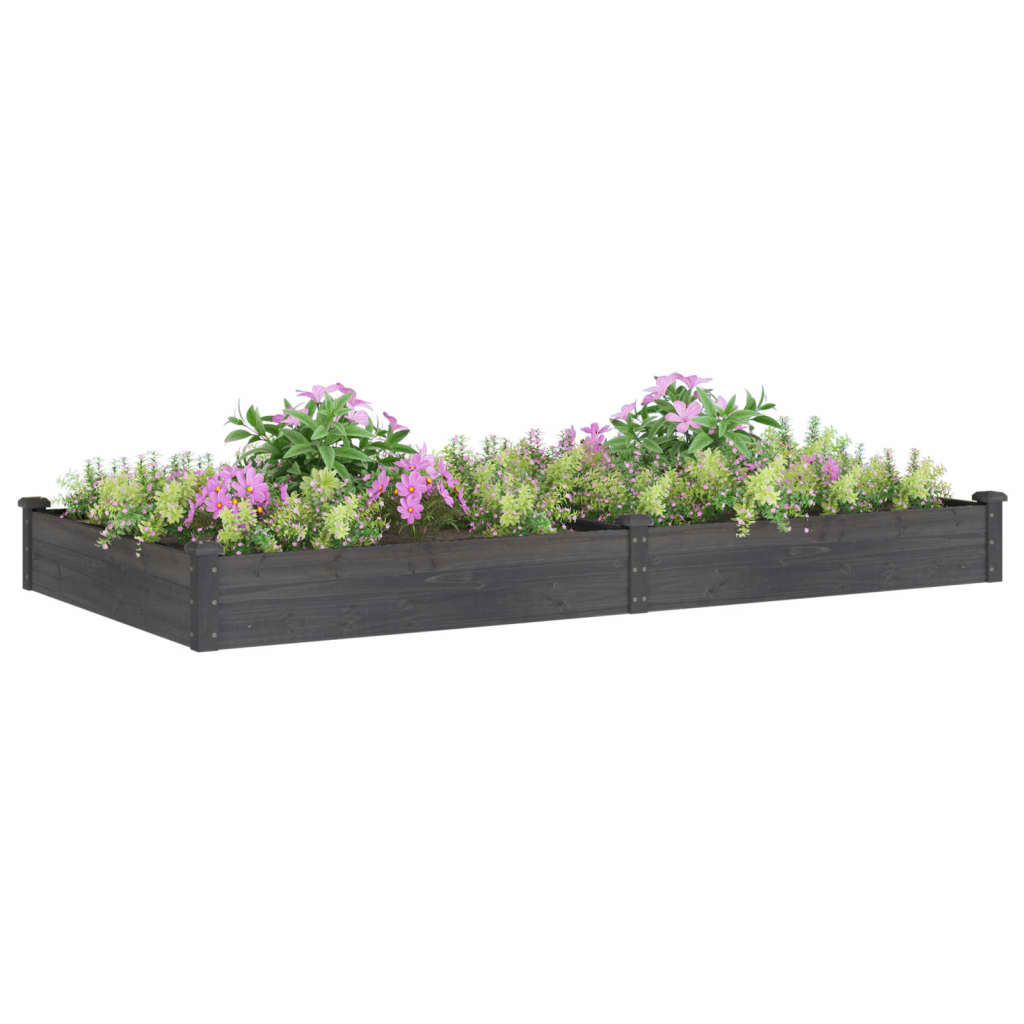 vidaXL Strat grădină înălțat cu căptușeală gri 240x120x25cm, lemn brad