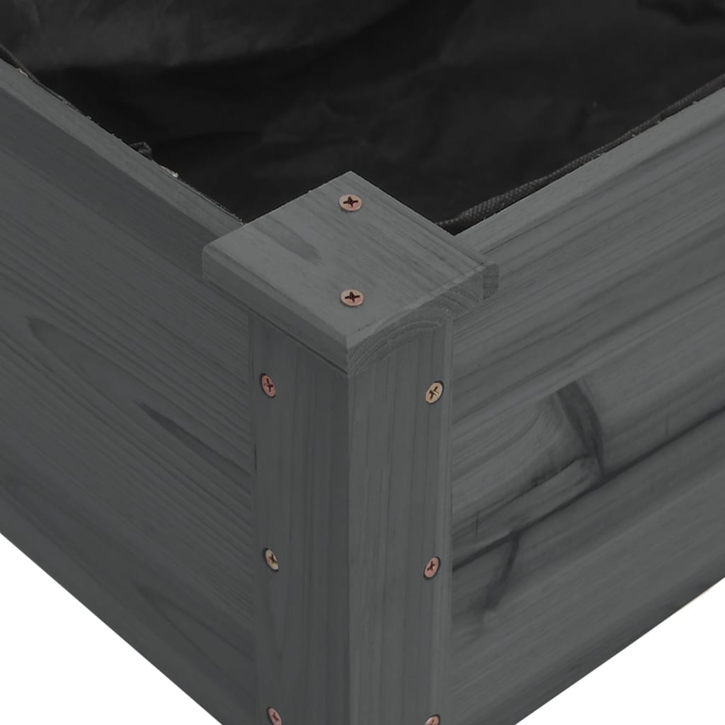 vidaXL Strat grădină înălțat cu căptușeală gri 240x120x25cm, lemn brad