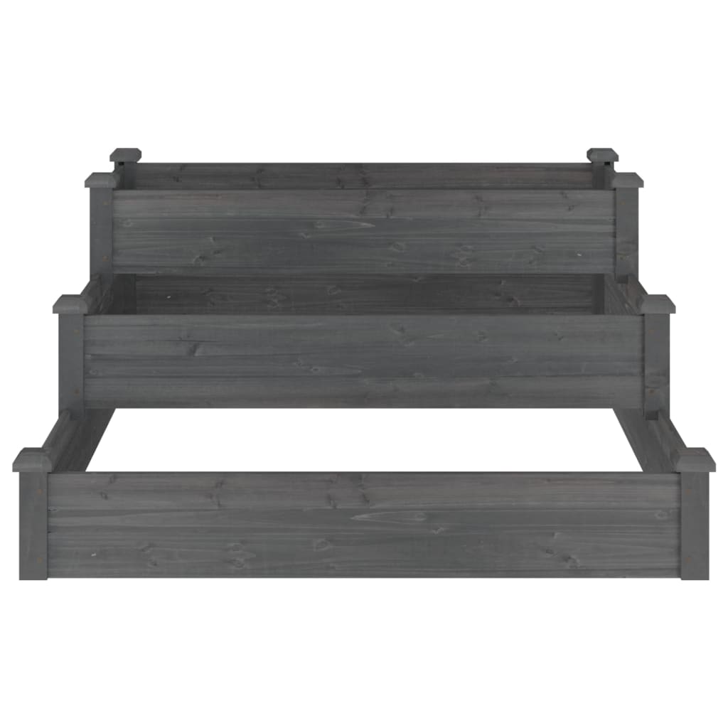 vidaXL Strat de grădină înălțat, gri, 120x120x56 cm, lemn masiv brad