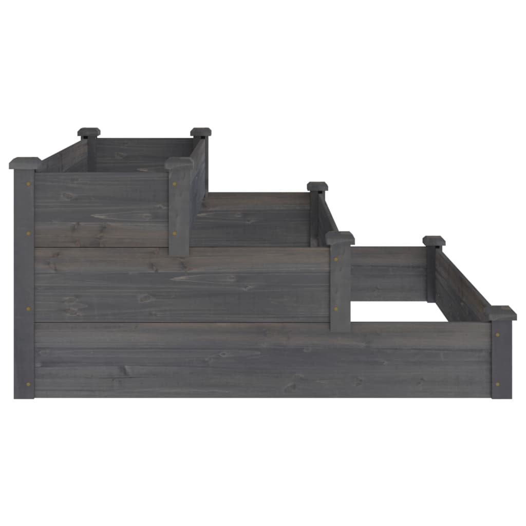 vidaXL Strat de grădină înălțat, gri, 120x120x56 cm, lemn masiv brad