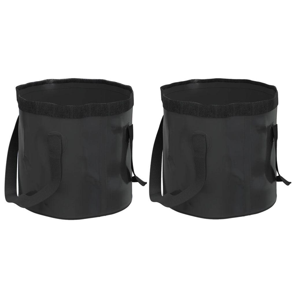 vidaXL Găleți pliabile, 2 buc., negru, 20 L, PVC vidaXL Găleți pliabile, 2 buc., negru, 20 L, PVC