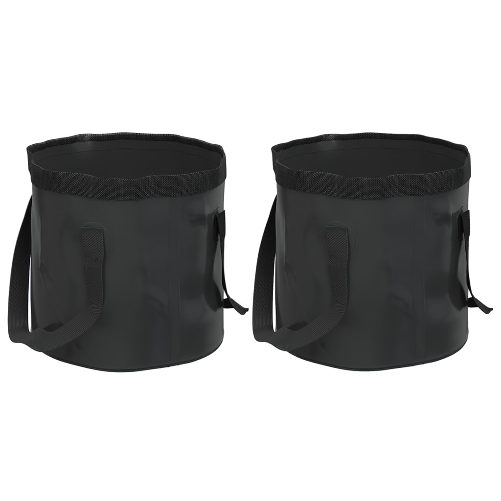 vidaXL Găleți pliabile, 2 buc., negru, 30 L, PVC vidaXL Găleți pliabile, 2 buc., negru, 30 L, PVC