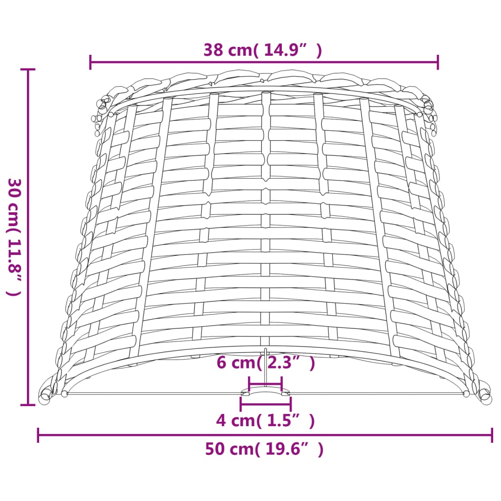 vidaXL Abajur de veioză alb Ø50x30 cm răchită vidaXL Abajur de veioză alb Ø50x30 cm răchită