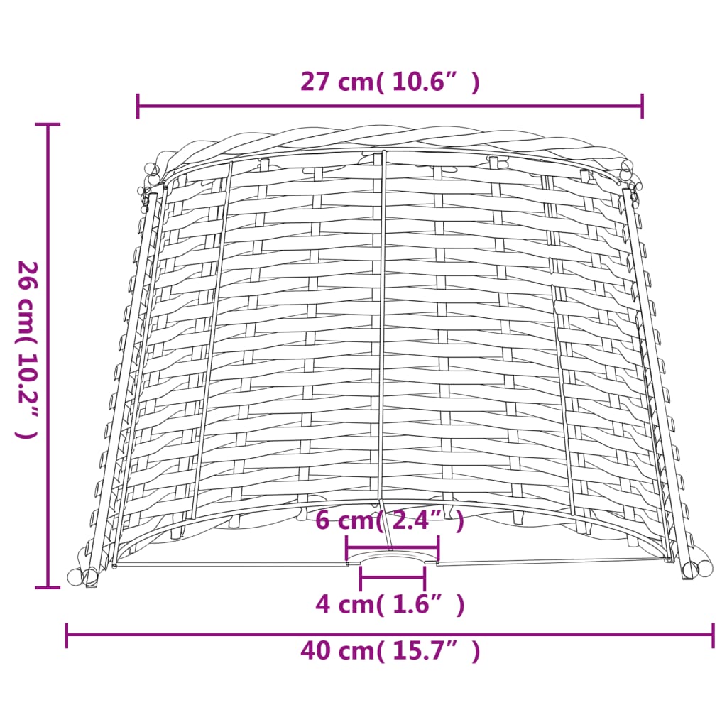 vidaXL Abajur veioză, maro, Ø40x26 cm, răchită