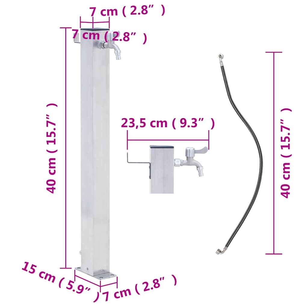 vidaXL Coloană de apă de grădină, 40 cm, oțel inoxidabil, pătrat vidaXL Coloană de apă de grădină, 40 cm, oțel inoxidabil, pătrat