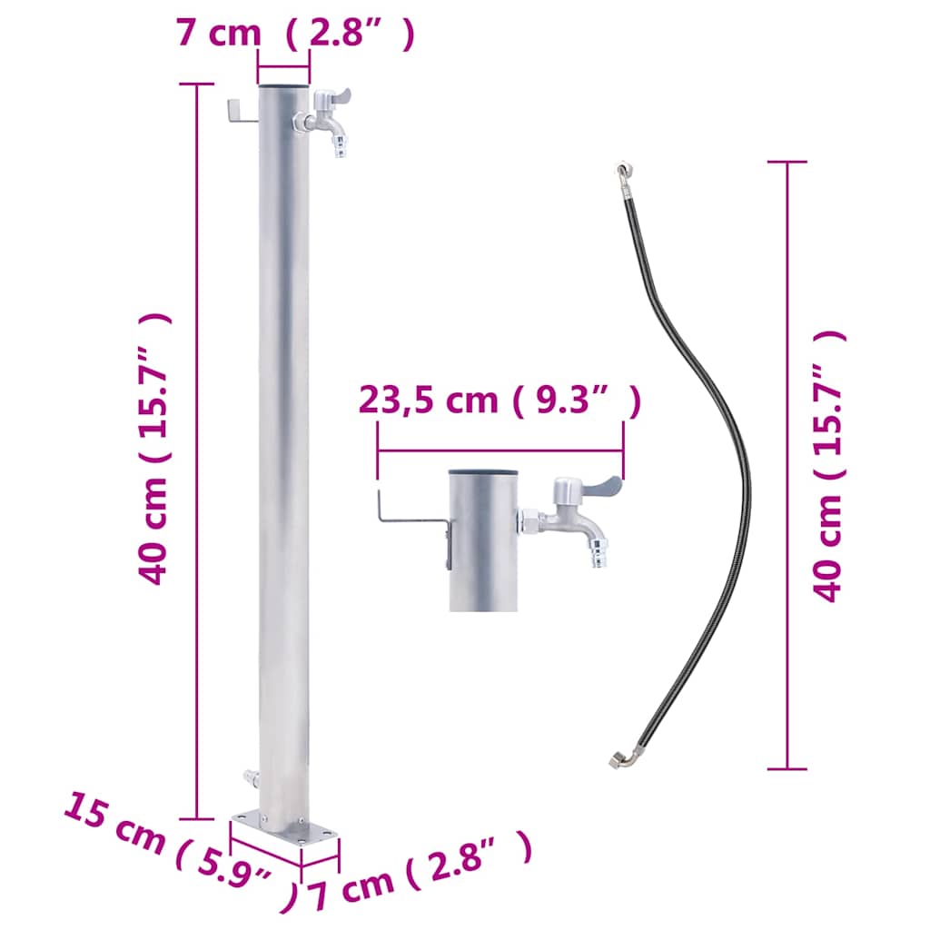 vidaXL Coloană de apă de grădină, 40 cm, oțel inoxidabil, rotund vidaXL Coloană de apă de grădină, 40 cm, oțel inoxidabil, rotund