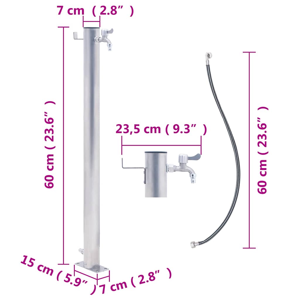 vidaXL Coloană de apă de grădină, 60 cm, oțel inoxidabil, rotund vidaXL Coloană de apă de grădină, 60 cm, oțel inoxidabil, rotund