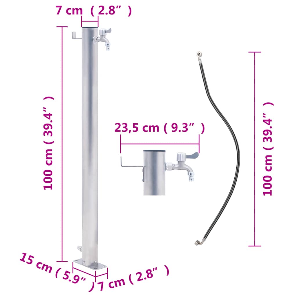 vidaXL Coloană de apă de grădină, 100 cm, oțel inoxidabil, rotund vidaXL Coloană de apă de grădină, 100 cm, oțel inoxidabil, rotund