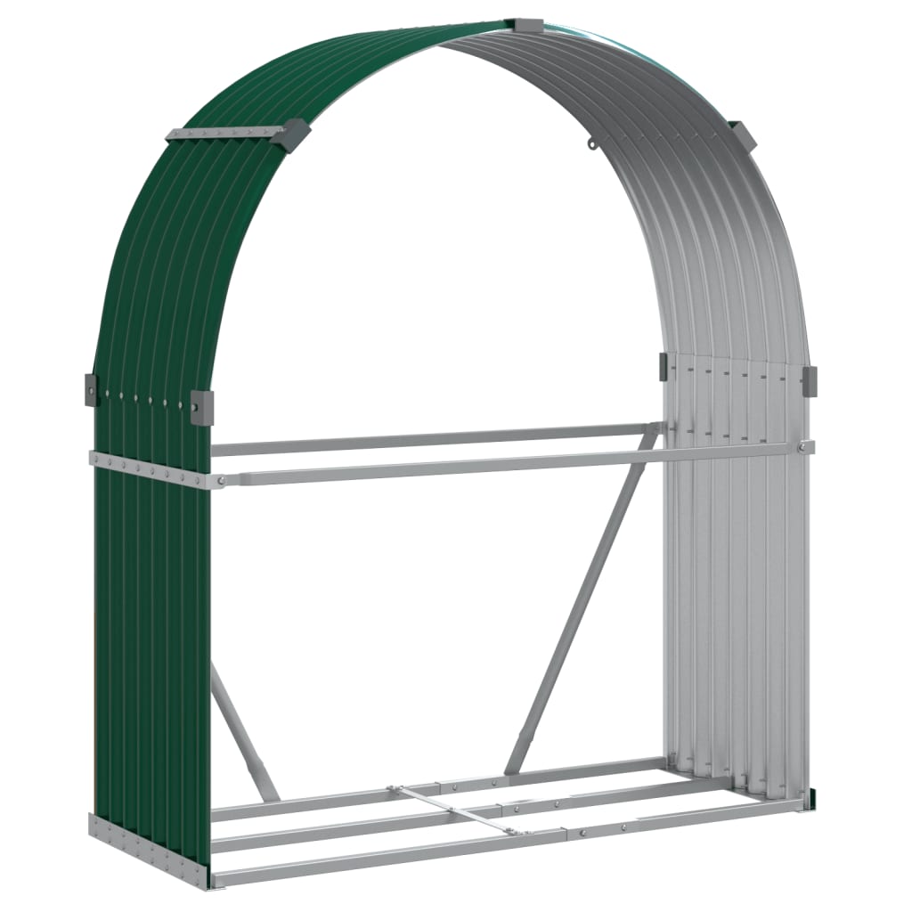 vidaXL Suport pentru bușteni, verde, 120x45x140 cm, oțel galvanizat vidaXL Suport pentru bușteni, verde, 120x45x140 cm, oțel galvanizat