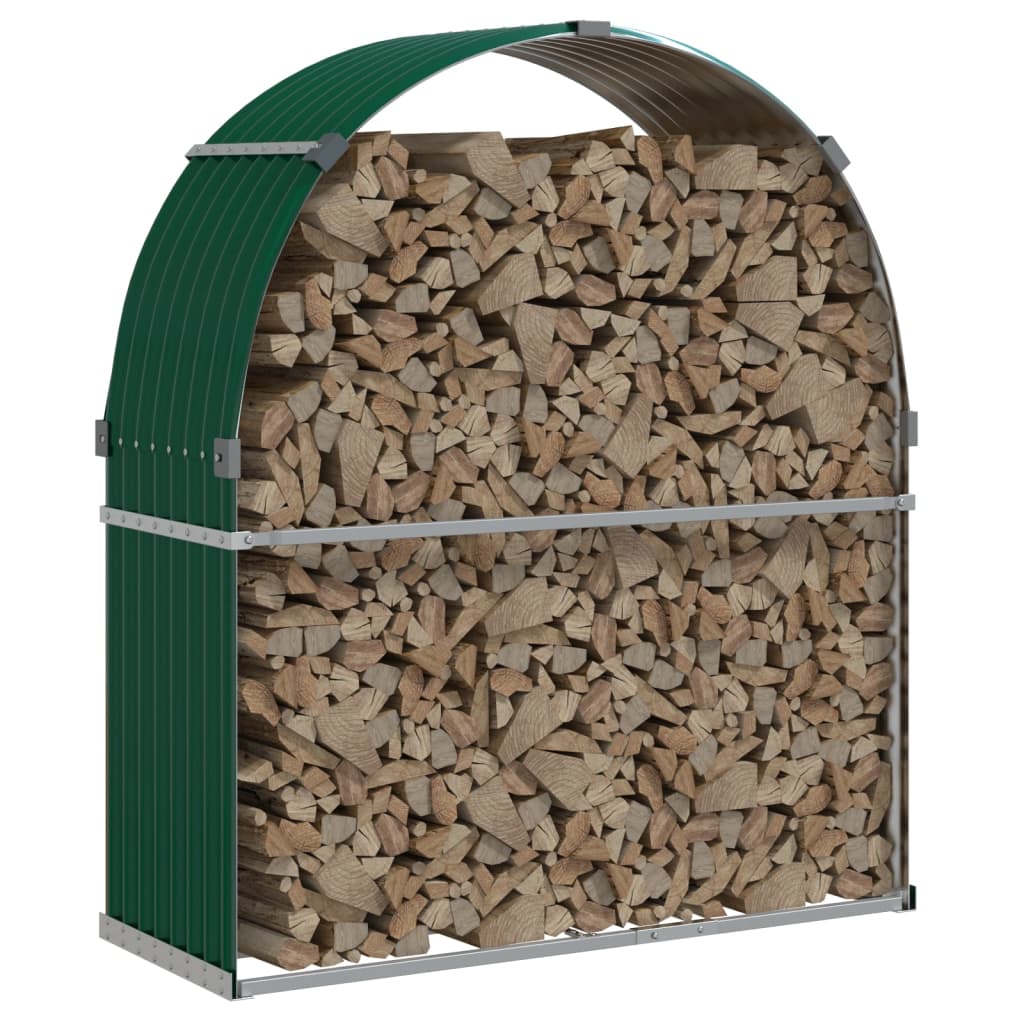 vidaXL Suport pentru bușteni, verde, 120x45x140 cm, oțel galvanizat vidaXL Suport pentru bușteni, verde, 120x45x140 cm, oțel galvanizat