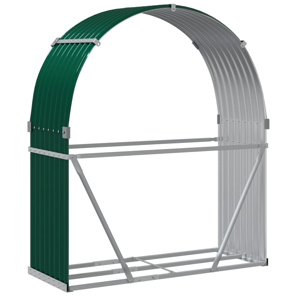 vidaXL Suport pentru bușteni, verde, 120x45x140 cm, oțel galvanizat vidaXL Suport pentru bușteni, verde, 120x45x140 cm, oțel galvanizat
