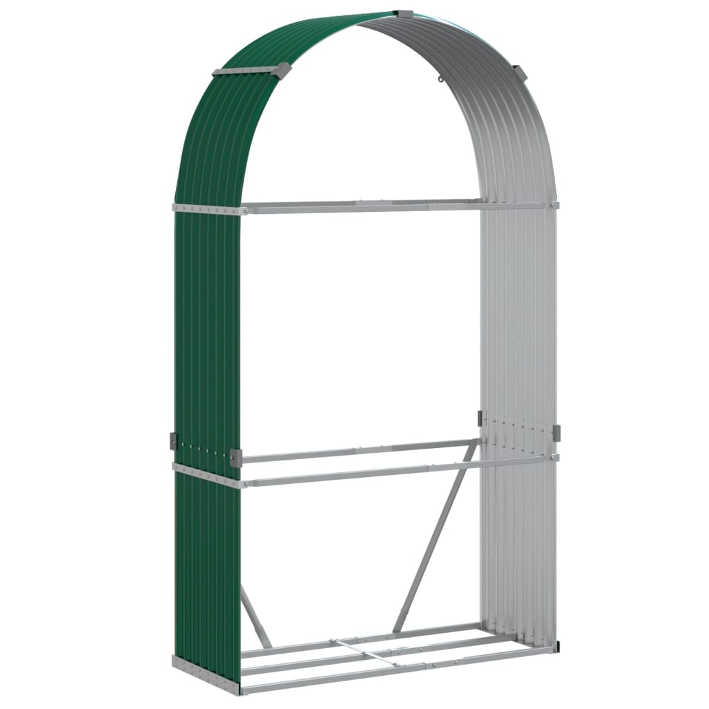 vidaXL Suport pentru bușteni, verde, 120x45x210 cm, oțel galvanizat vidaXL Suport pentru bușteni, verde, 120x45x210 cm, oțel galvanizat