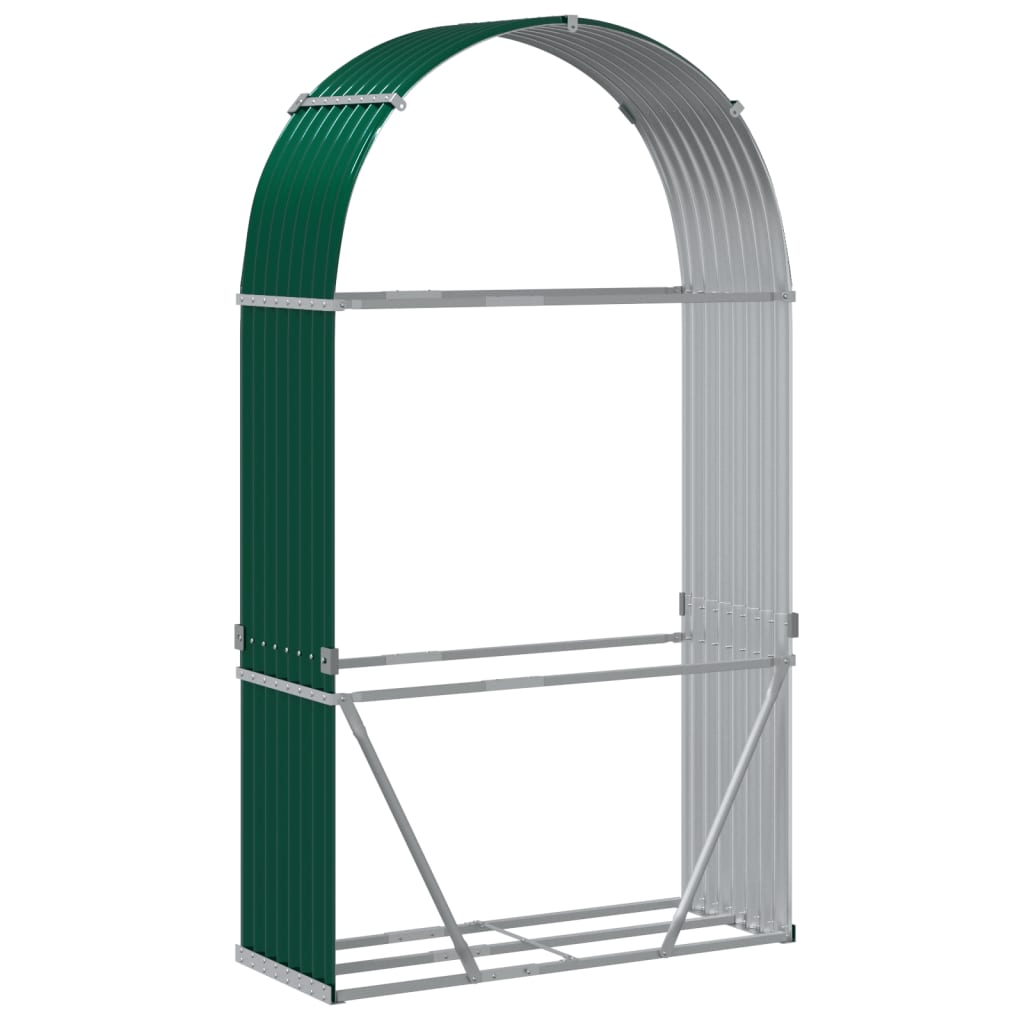 vidaXL Suport pentru bușteni, verde, 120x45x210 cm, oțel galvanizat vidaXL Suport pentru bușteni, verde, 120x45x210 cm, oțel galvanizat