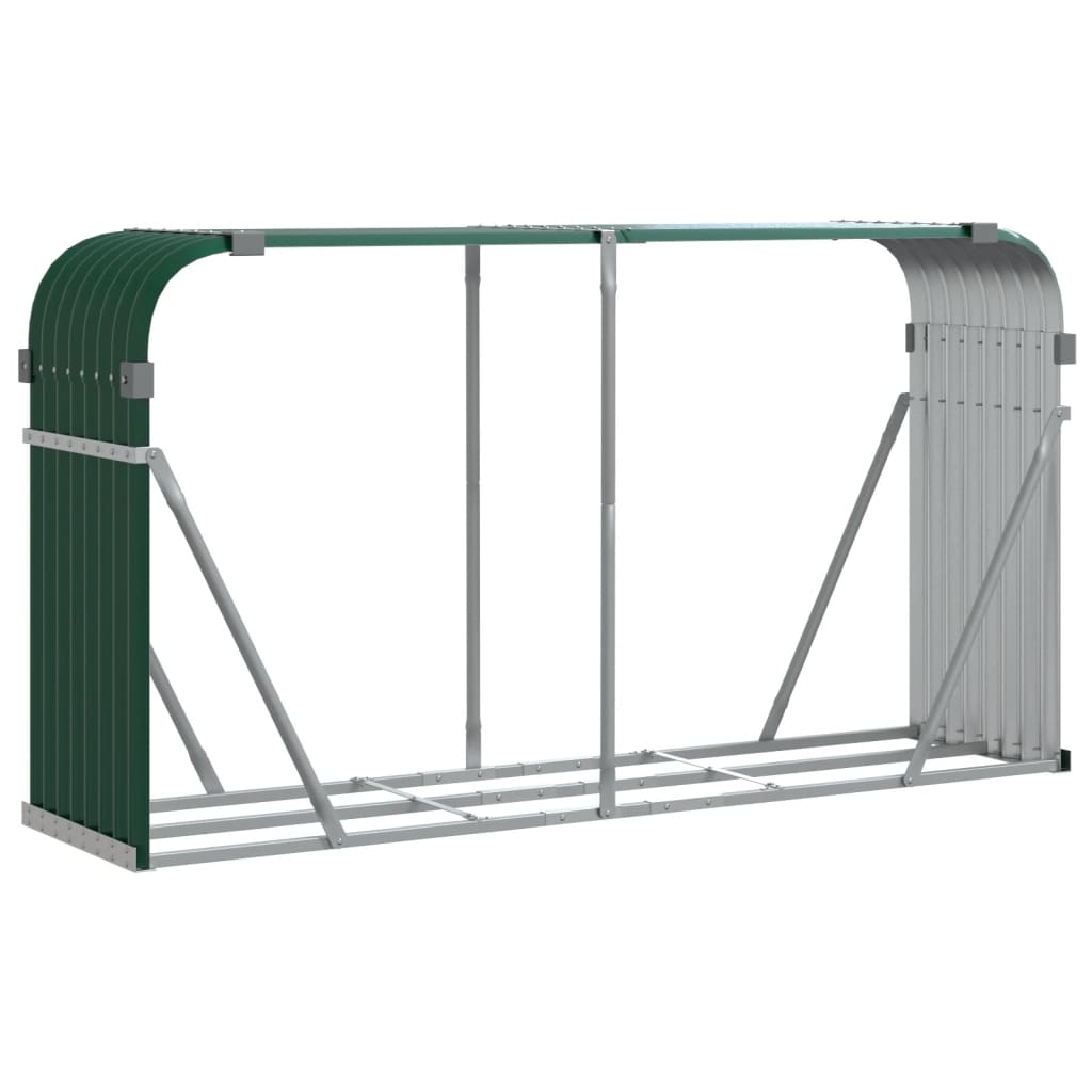 vidaXL Suport pentru bușteni, verde, 180x45x100 cm, oțel galvanizat