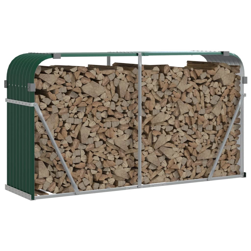 vidaXL Suport pentru bușteni, verde, 180x45x100 cm, oțel galvanizat