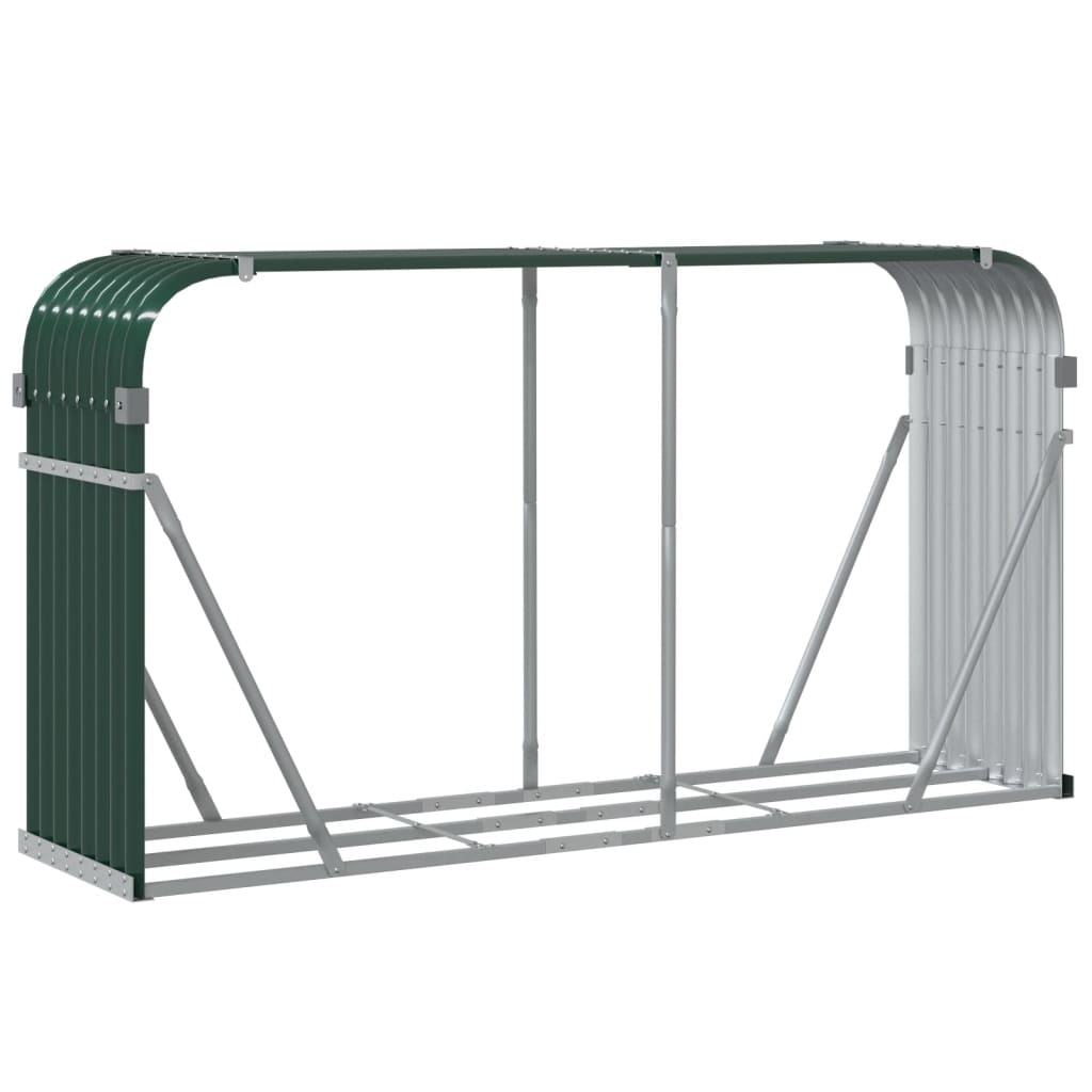 vidaXL Suport pentru bușteni, verde, 180x45x100 cm, oțel galvanizat