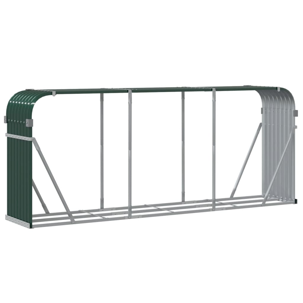 vidaXL Suport pentru bușteni verde 234x45x100 cm oțel galvanizat vidaXL Suport pentru bușteni verde 234x45x100 cm oțel galvanizat