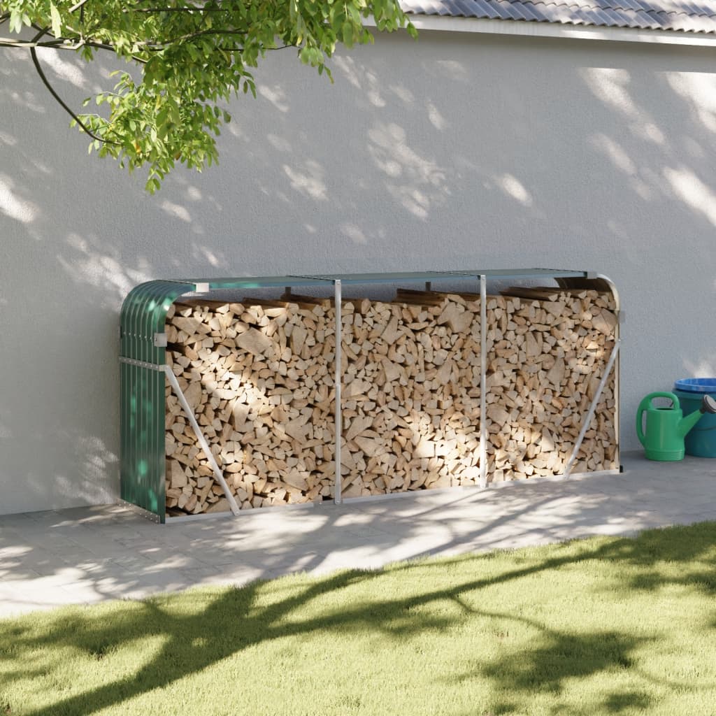vidaXL Suport pentru bușteni verde 234x45x100 cm oțel galvanizat vidaXL Suport pentru bușteni verde 234x45x100 cm oțel galvanizat