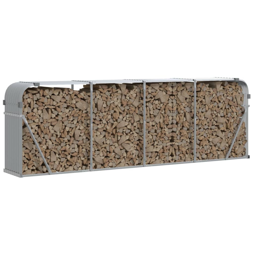 vidaXL Suport pentru lemne gri deschis 300x45x100 cm oțel galvanizat