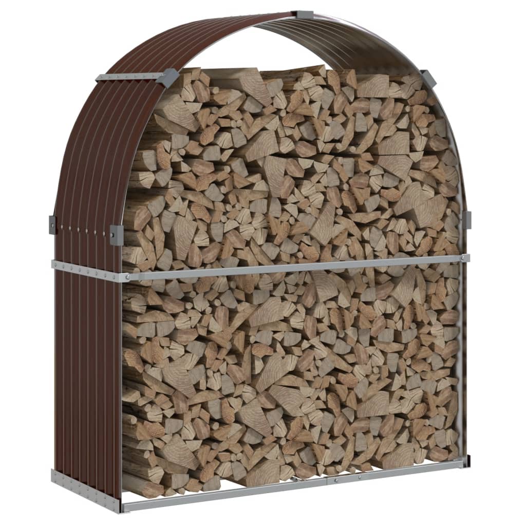 vidaXL Suport pentru bușteni, maro, 120x45x140 cm, oțel galvanizat vidaXL Suport pentru bușteni, maro, 120x45x140 cm, oțel galvanizat