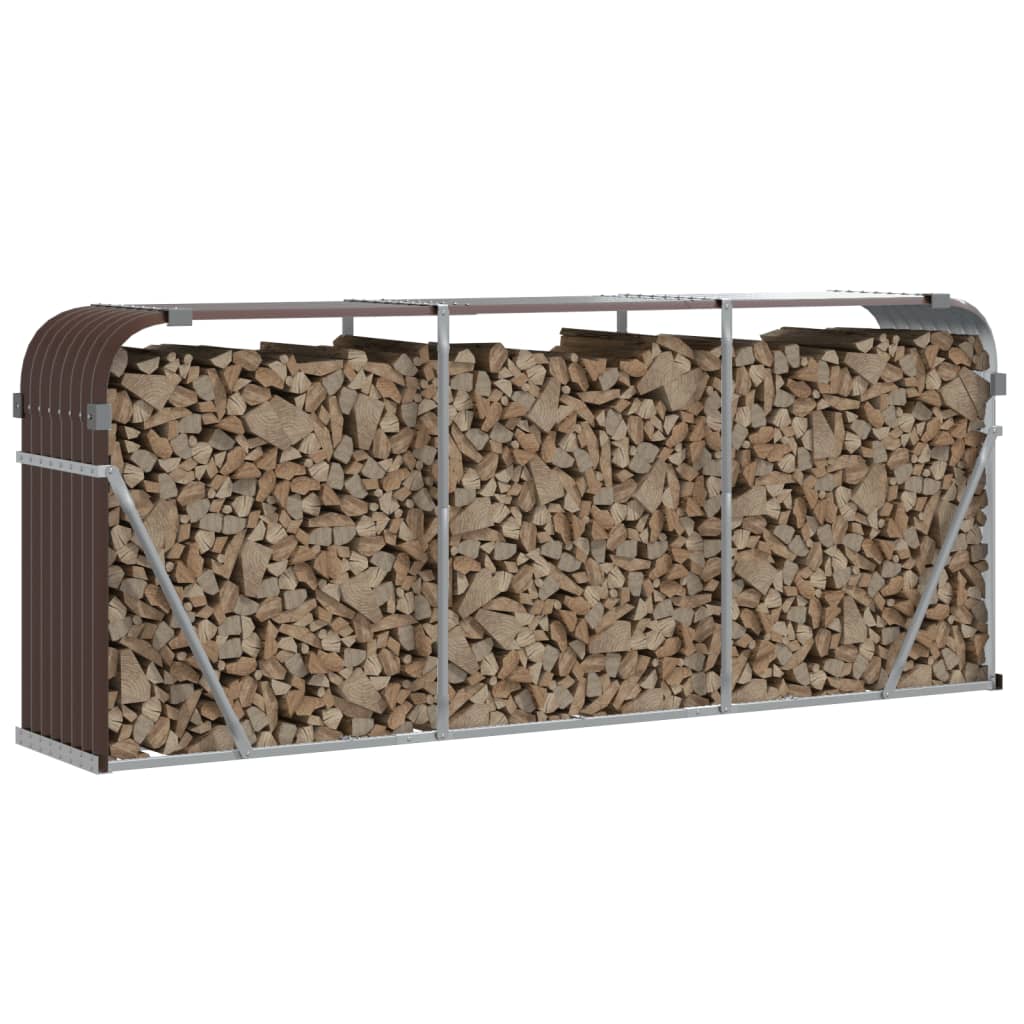 vidaXL Suport pentru bușteni, maro, 234x45x100 cm, oțel galvanizat vidaXL Suport pentru bușteni, maro, 234x45x100 cm, oțel galvanizat