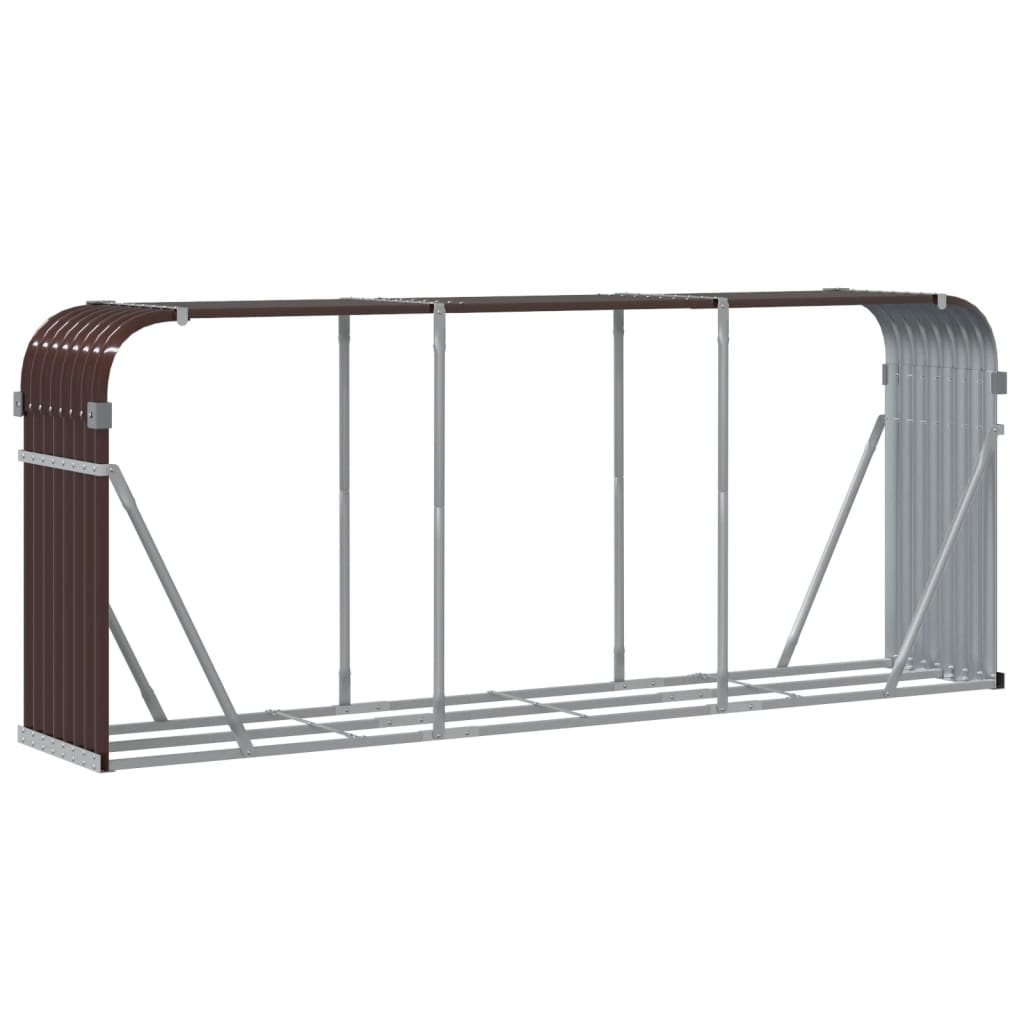 vidaXL Suport pentru bușteni, maro, 234x45x100 cm, oțel galvanizat vidaXL Suport pentru bușteni, maro, 234x45x100 cm, oțel galvanizat