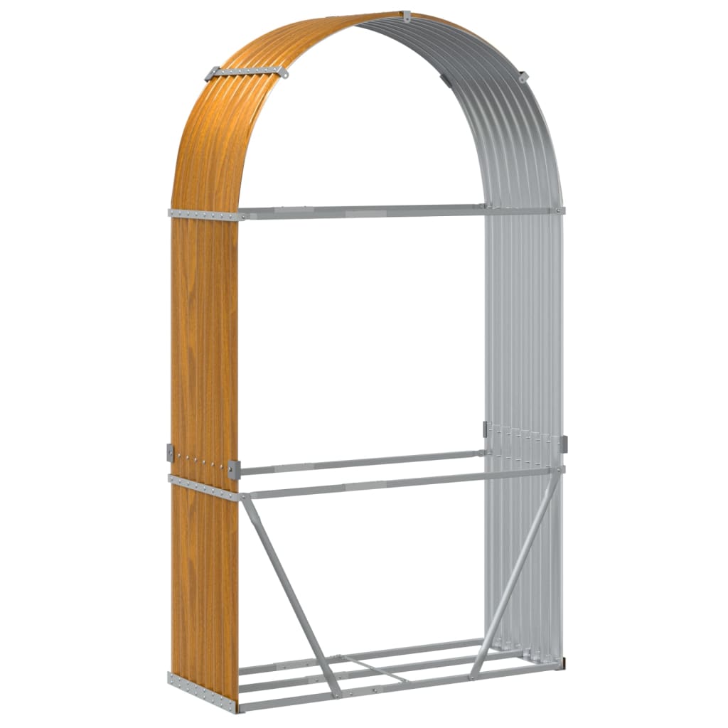 vidaXL Suport de bușteni, aspect de lemn, 120x45x210 cm, oțel galvanizat