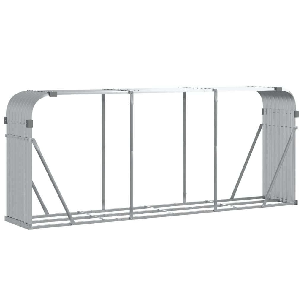 vidaXL Suport pentru bușteni, argintiu, 234x45x100 cm, oțel galvanizat